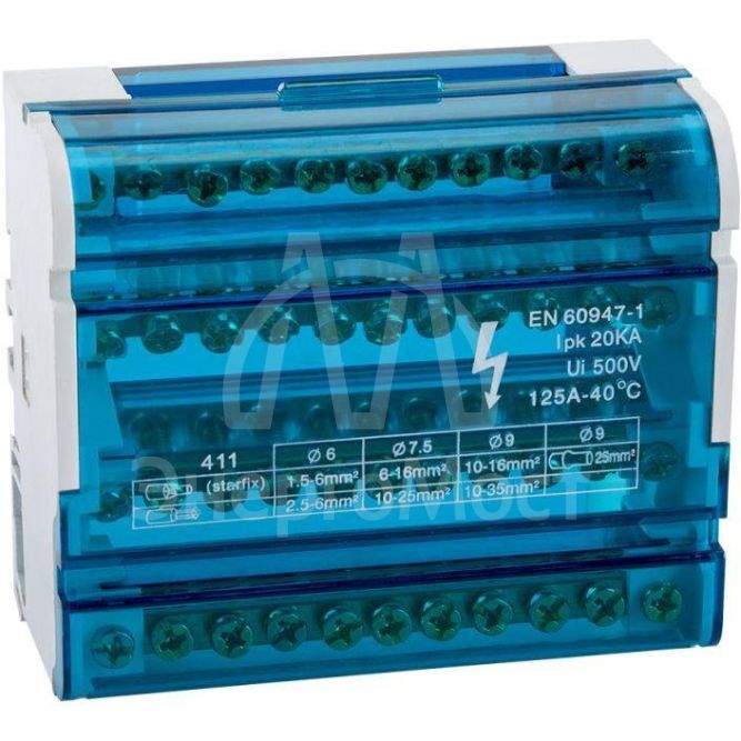 Шина &amp;quot;N&amp;quot; нулевая на DIN-рейку в корпусе 4х11 групп КЭАЗ 143229