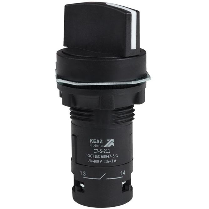 Переключатель 2 положения OptiSignal Compact D22 С7-S-211 черн. 1НО+1НЗ XB7ND25 КЭАЗ 362136