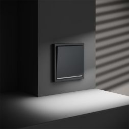 Переключатель проходной 1-кл. СП S70 10А с подсветкой механизм графит Voltum VLS010407