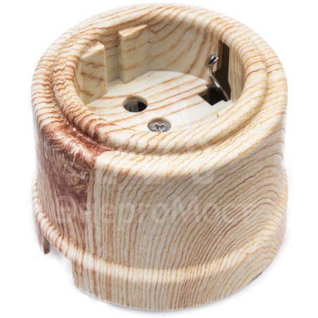 Розетка 1-м ОП Лизетта 16А IP20 ретро с заземл. ABS-пластик карельская сосна Bironi B1-101-13