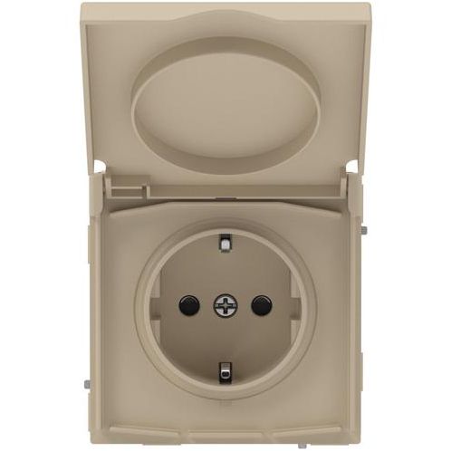 Розетка силовая KANT IP44 2P+E защ. шторки с крышкой ванильн. марципан DKC 7015013