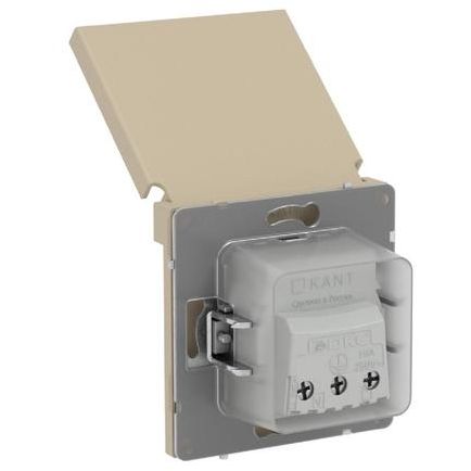 Розетка силовая KANT IP44 2P+E защ. шторки с крышкой ванильн. марципан DKC 7015013