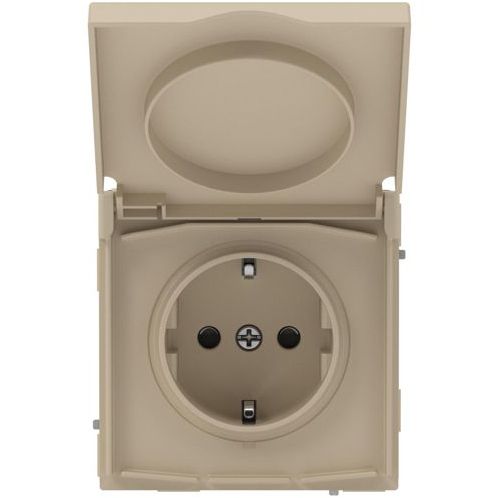Розетка силовая KANT IP44 2P+E защ. шторки с крышкой ванильн. марципан DKC 7015013