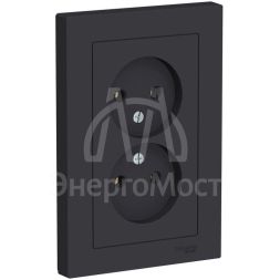Розетка 2-м AtlasDesign 16А без заземл. в сборе карбон SchE ATN001020