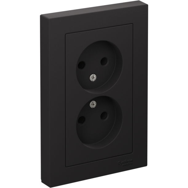 Розетка 2-м AtlasDesign 16А без заземл. в сборе карбон SchE ATN001020