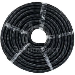 Труба гофрированная ПНД гибкая тяжелая d25мм с протяжкой черн. (уп.75м) PROxima EKF tpnd-25-t