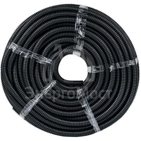 Труба гофрированная ПНД гибкая тяжелая d25мм с протяжкой черн. (уп.75м) PROxima EKF tpnd-25-t