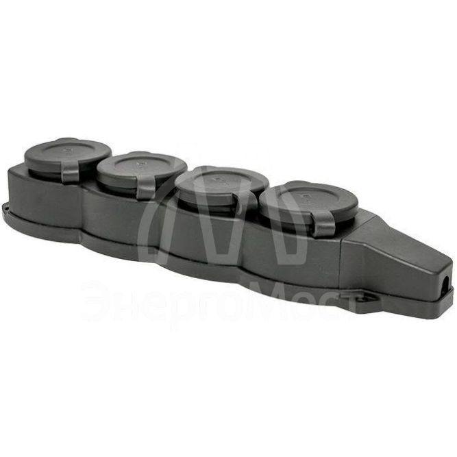 Розетка 4-м 16А IP44 2P+PE 230В с защ. крышками каучук Basic EKF RPS-020-16-230-44