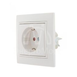 Розетка 1-м СП Мира защ. шторки с заземл. бел./бел. LEZARD 701-0202-124
