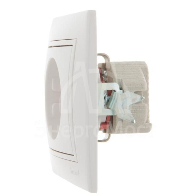 Розетка 1-м СП Мира защ. шторки с заземл. бел./бел. LEZARD 701-0202-124