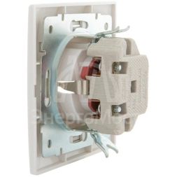 Розетка 1-м СП Мира защ. шторки с заземл. бел./бел. LEZARD 701-0202-124