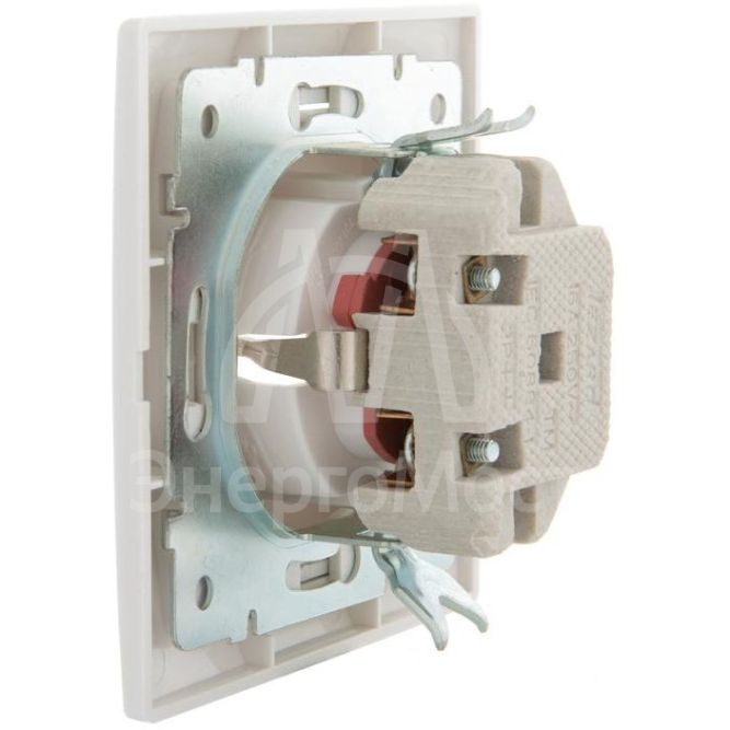 Розетка 1-м СП Мира защ. шторки с заземл. бел./бел. LEZARD 701-0202-124