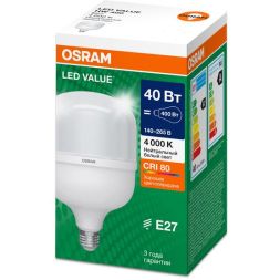 Лампа светодиодная LED G4 Value LVHW400 40W/840 CRI95 40Вт 4000К 4600лм цилиндрическая матов. E27 140-265В OSRAM 4099854121319