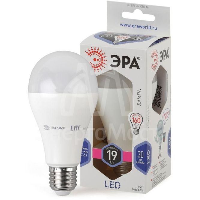 Лампа светодиодная A65-19W-860-E27 грушевидная 1520лм ЭРА Б0031704