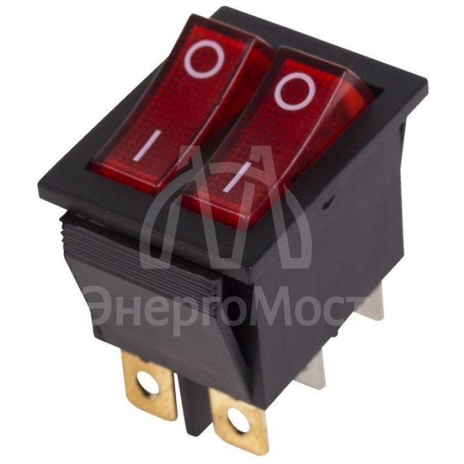 Выключатель клавишный 2-м 250В 15А (6с) ON-OFF красн. с подсветкой (RWB-511 SC-797) Rexant 36-2410
