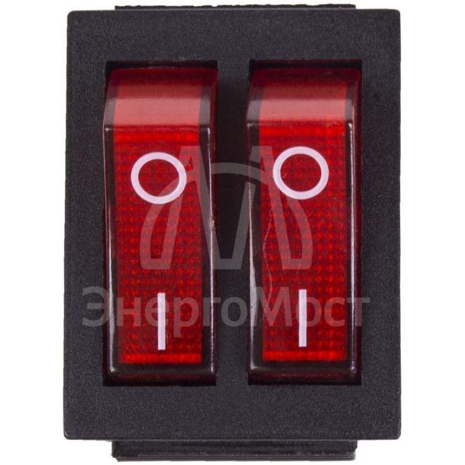 Выключатель клавишный 2-м 250В 15А (6с) ON-OFF красн. с подсветкой (RWB-511 SC-797) Rexant 36-2410