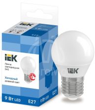 Лампа светодиодная ECO G45 9Вт шар 6500К E27 230В IEK LLE-G45-9-230-65-E27