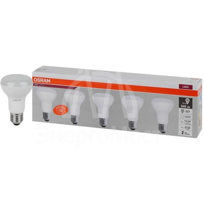 Лампа светодиодная LED Value LVR60 8SW/840 230В E27 2х5 (уп.5шт) OSRAM 4058075584068