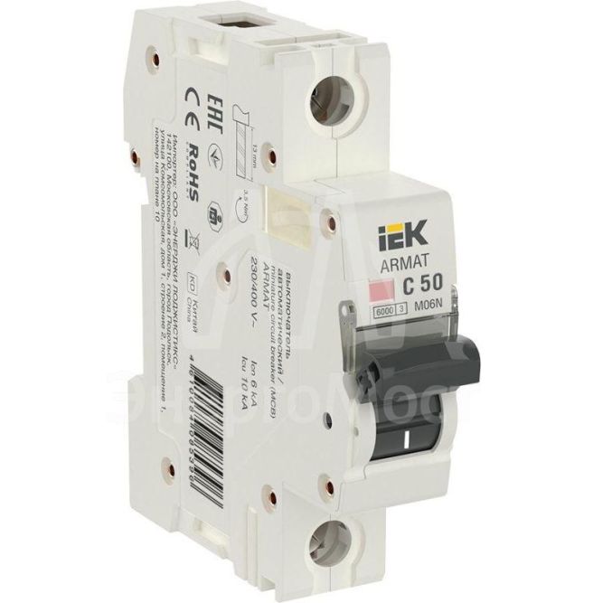 Выключатель автоматический модульный 1п C 50А M06N ARMAT IEK AR-M06N-1-C050