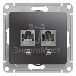 Розетка компьютерная 2-м Glossa RJ45 кат.5E механизм графит SE GSL001385KK