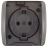 Розетка 1-м ОП Клио 16А IP54 с заземл. с прозр. крышкой сер. UNIVersal К2229-Gr