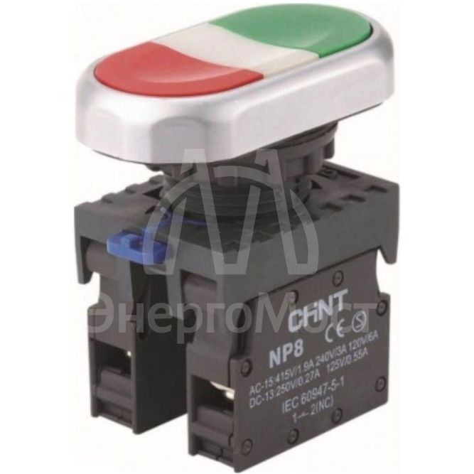 Кнопка двойная NP8-11S 1НО+1НЗ IP65 (R) CHINT 667178