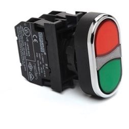Кнопка сдвоенная красн./зел. (1НО+1НЗ) EMAS B102K20KY