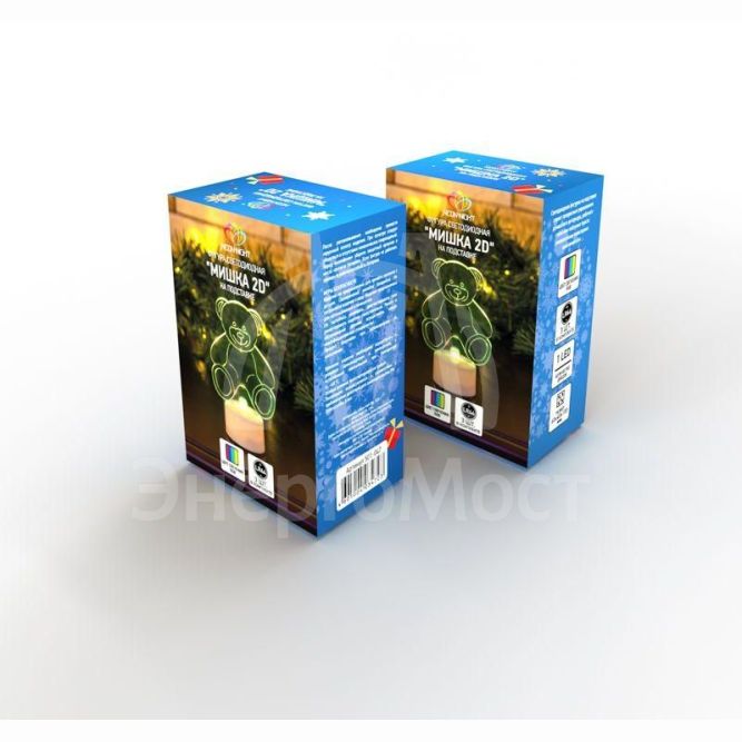 Фигура светодиодная &amp;quot;Мишка 2D&amp;quot; на подставке RGB Neon-Night 501-047