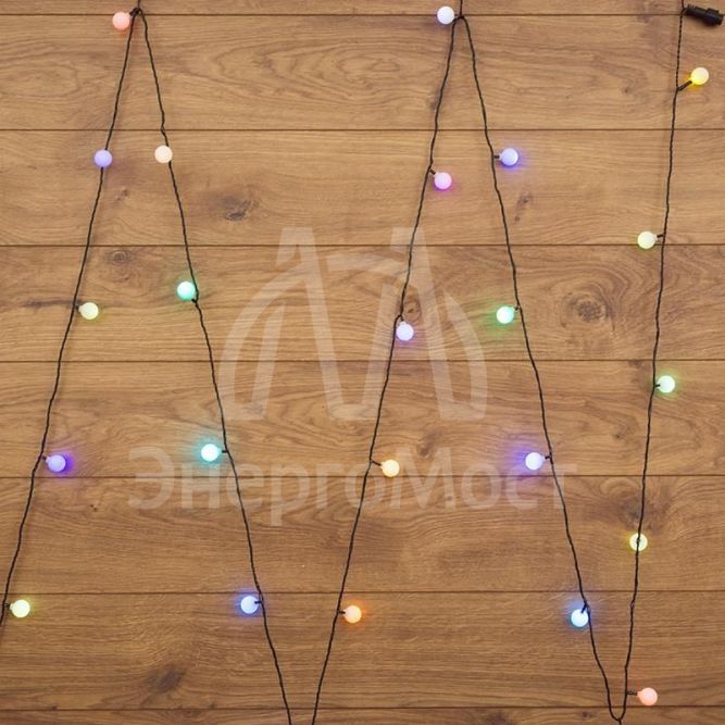 Гирлянда &amp;quot;LED-Шарики&amp;quot; 5м d=25мм 25LED RGB темно-зел. провод 6Вт 220В IP20 NEON-NIGHT 303-559
