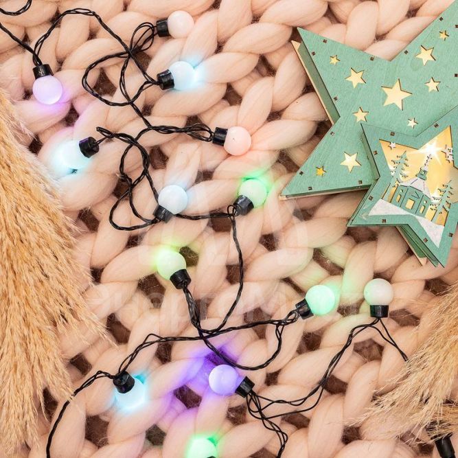 Гирлянда &amp;quot;LED-Шарики&amp;quot; 5м d=25мм 25LED RGB темно-зел. провод 6Вт 220В IP20 NEON-NIGHT 303-559