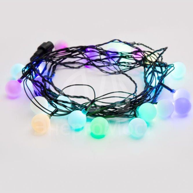 Гирлянда &amp;quot;LED-Шарики&amp;quot; 5м d=25мм 25LED RGB темно-зел. провод 6Вт 220В IP20 NEON-NIGHT 303-559
