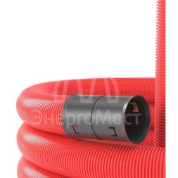 Труба гофрированная двустенная ПНД d50 с протяж. с муфтой SN13 250Н красн. (уп.100м) DKC 121950