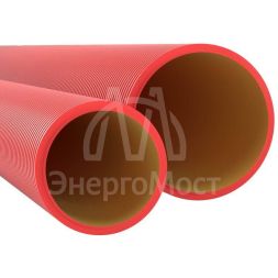 Труба гофрированная двустенная ПНД d110 жесткая 12кПа с муфтой SN12 750Н красн. (уп.6м) DKC 160911