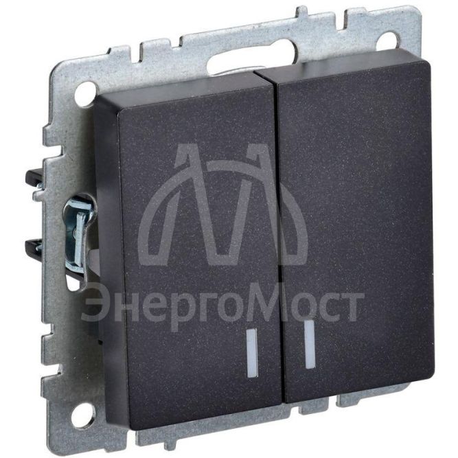 Выключатель 2-кл. СП BRITE ВС10-2-1-БрЧ 10А с инд. черн. IEK BR-V20-1-10-K02