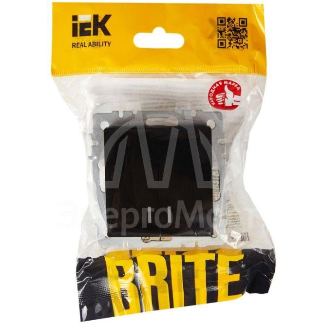 Выключатель 2-кл. СП BRITE ВС10-2-1-БрЧ 10А с инд. черн. IEK BR-V20-1-10-K02
