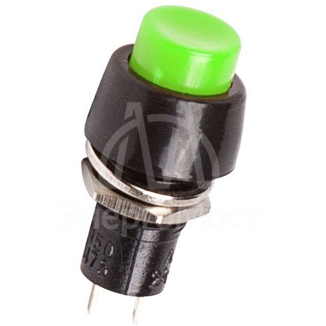 Выключатель-кнопка 250В 1А (2с) ON-OFF Micro PBS-20А зел. Rexant 36-3073