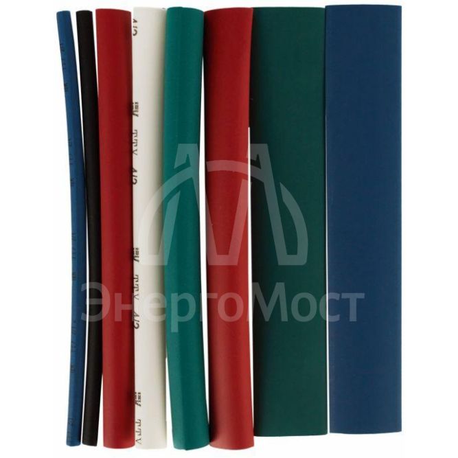 Набор трубок термоусадочных тонкостен. ТТУ 2/1; 4/2; 6/3; 8/4 (З; С; К; Ч) 20х8см разноцвет. IEK UDRS-D2-D8-10-3