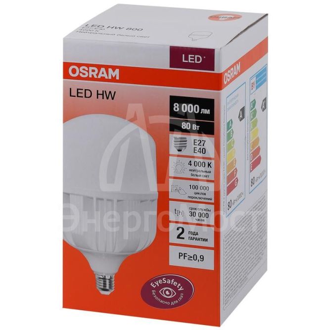 Лампа светодиодная LED HW T 80Вт (замена 800Вт) матовая 4000К нейтр. бел. E27/E40 8000лм угол пучка 200град. 140-265В PF&amp;amp;gt;/=09 OSRAM 4058075576933
