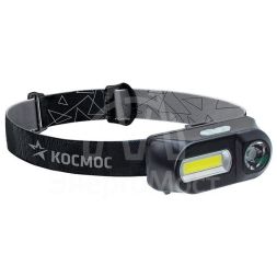 Фонарь налобный с зумом 3Вт ХРЕ 3Вт СОВ сменный аккум. 1200mAh КОСМОС KocH3WDLith