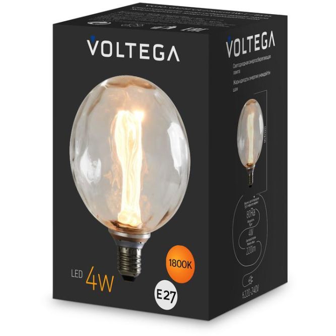 Лампа светодиодная филаментная Loft 271 G125FCE 4Вт 1800К E27 Voltega 8545
