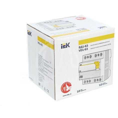Выключатель дифференциального тока (УЗО) 4п 25А 30мА тип AC ВД1-63 IEK MDV10-4-025-030