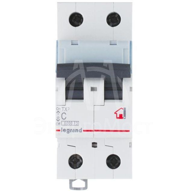 Выключатель автоматический модульный 2п C 10А 6кА TX3 6000 2мод. 230/400В Leg 404040