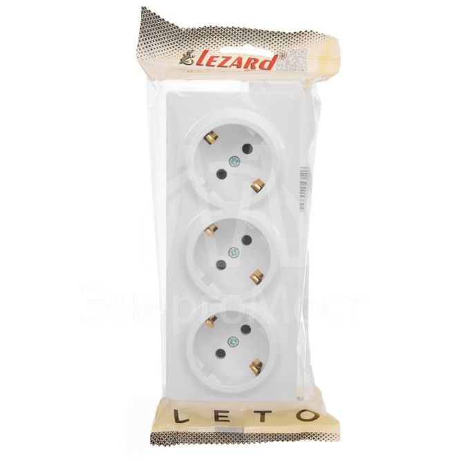 Розетка 3-мест. с заземл. LETO закрытый корпус ПБТ бел. LEZARD 752-0200-127BUP