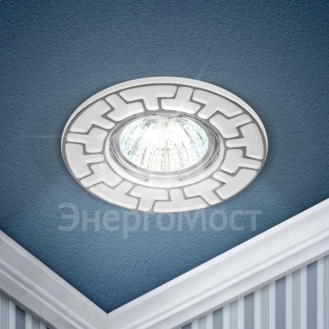 Светильник ST5 CH/WH 50Вт MR16 12В/220В точечный штампован. бел./хром. ЭРА Б0036484