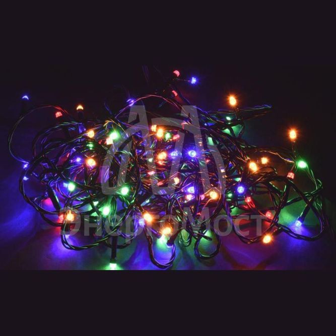 Гирлянда &amp;quot;Нить&amp;quot; 10м 100LED RGB IP20 провод зел. 230В с контроллером 8 режимов IEK LGDB110-3-100-10-G-S-20