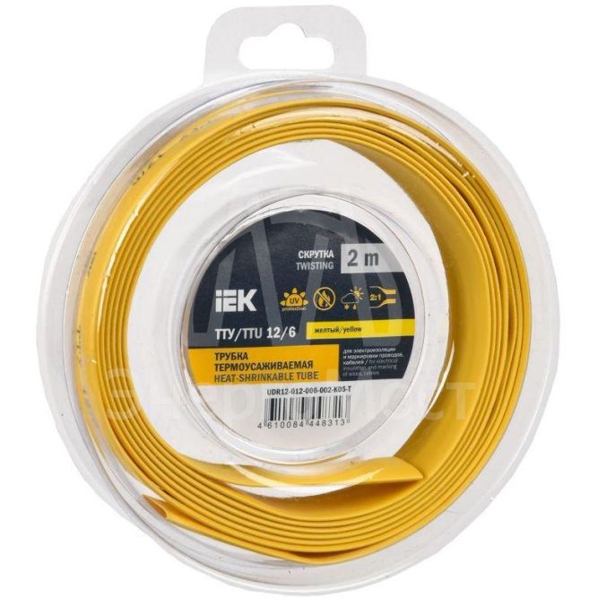 Трубка термоусадочная ТТУ нг-LS 12/6 желт./зел. (уп.2м) IEK UDR12-012-006-002-K52-T