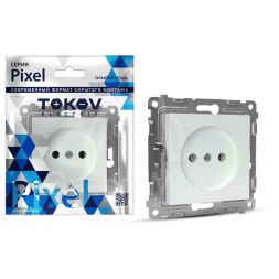 Розетка 1-м СП Pixel 16А IP20 без заземл. механизм перламутр. TOKOV ELECTRIC TKE-PX-R1-C04