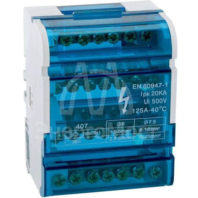 Шина &amp;quot;N&amp;quot; нулевая на DIN-рейку в корпусе 4х7 групп КЭАЗ 143231