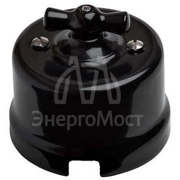 Выключатель поворотный 2-кл. ОП Лизетта 10А IP20 ретро 4 полож. керамика черн. Bironi B1-202-03