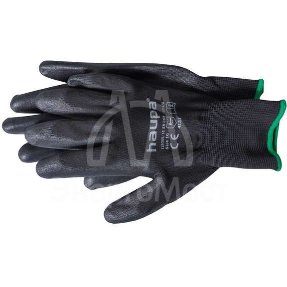 Перчатки с полиуретановым покрытием размер 9 черн. (пара) HAUPA 120300/9